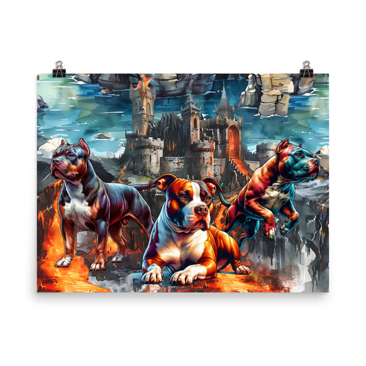 Pit Bull 24"x18" Enhanced Matte Paper Poster by Awake Republic - Enhanced Matte Paper Poster with fully encompassing graphic. Paper made in Japan