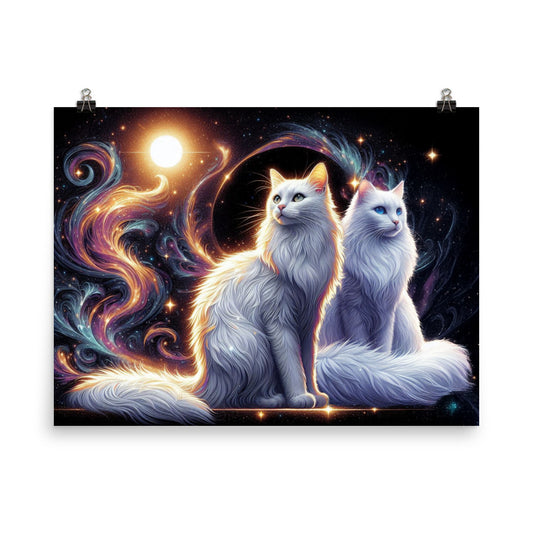 Space Cat Collection (Vol. 1) 24"x18" Enhanced Matte Paper Poster by Awake Republic - Enhanced Matte Paper Poster with fully encompassing graphic. Paper made in Japan