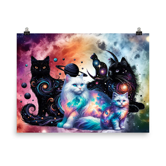 Space Cat Collection (Vol. 2) 24"x18" Enhanced Matte Paper Poster by Awake Republic - Enhanced Matte Paper Poster with fully encompassing graphic. Paper made in Japan
