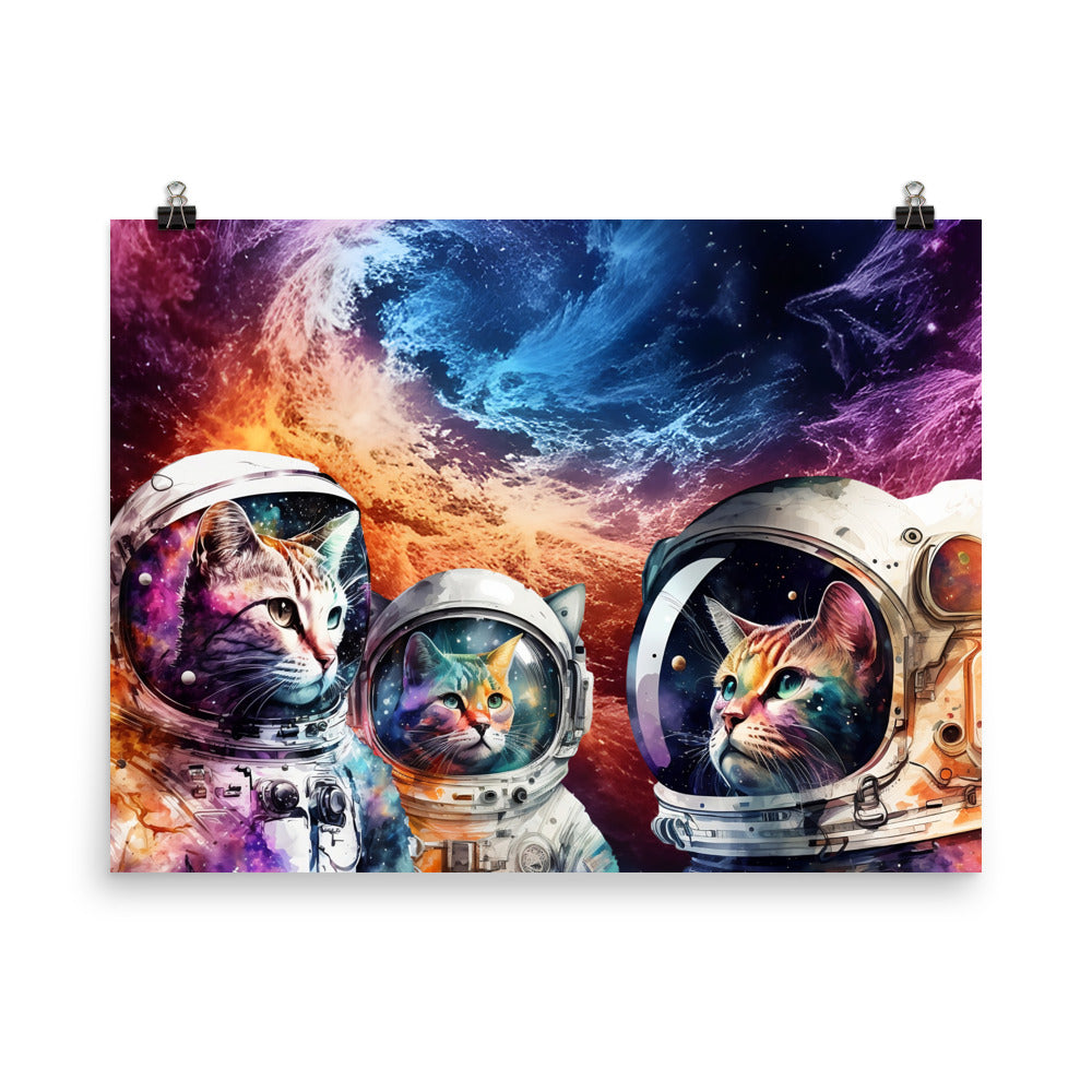 Space Cat Collection (Vol. 3) 24"x18" Enhanced Matte Paper Poster by Awake Republic - Enhanced Matte Paper Poster with fully encompassing graphic. Paper made in Japan
