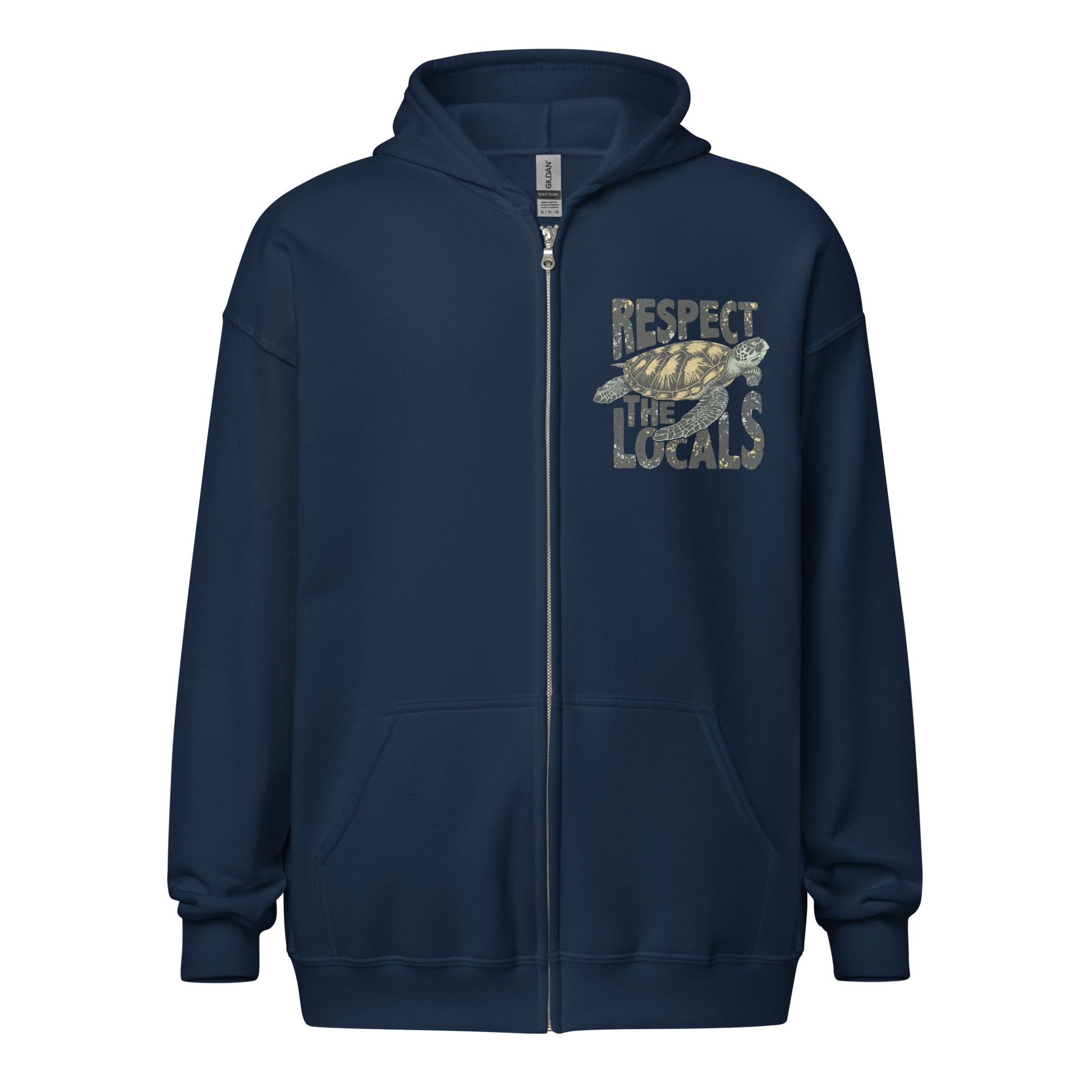 Locals/Surf Florida Zip Hoodie by Awake Republic - Navy Blue cotton/polyester blend with images on front and back