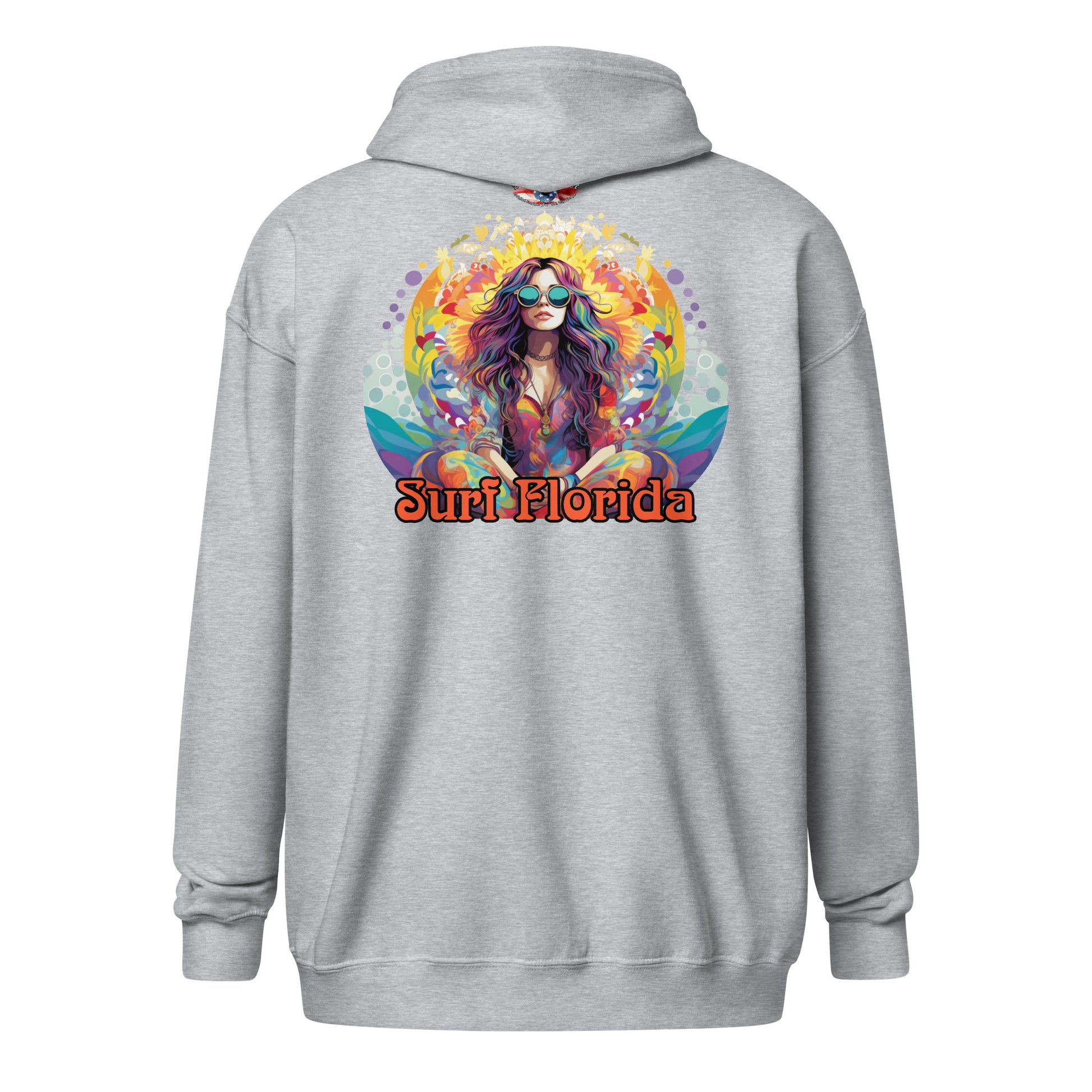Locals/Surf Florida Zip Hoodie by Awake Republic - Sport Grey cotton/polyester blend with images on front and back