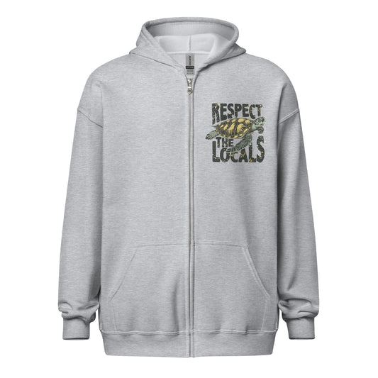 Locals/Surf Florida Zip Hoodie by Awake Republic - Sport Grey cotton/polyester blend with images on front and back