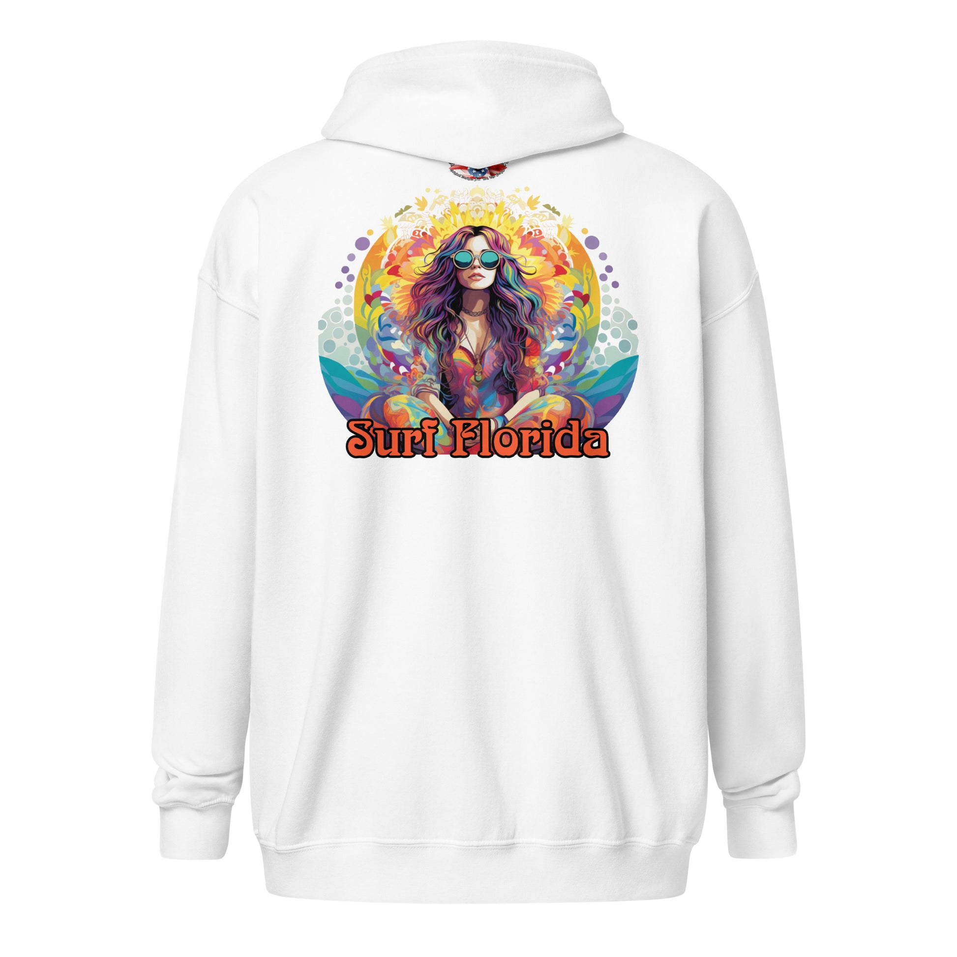 Locals/Surf Florida Zip Hoodie by Awake Republic - White cotton/polyester blend with images on front and back