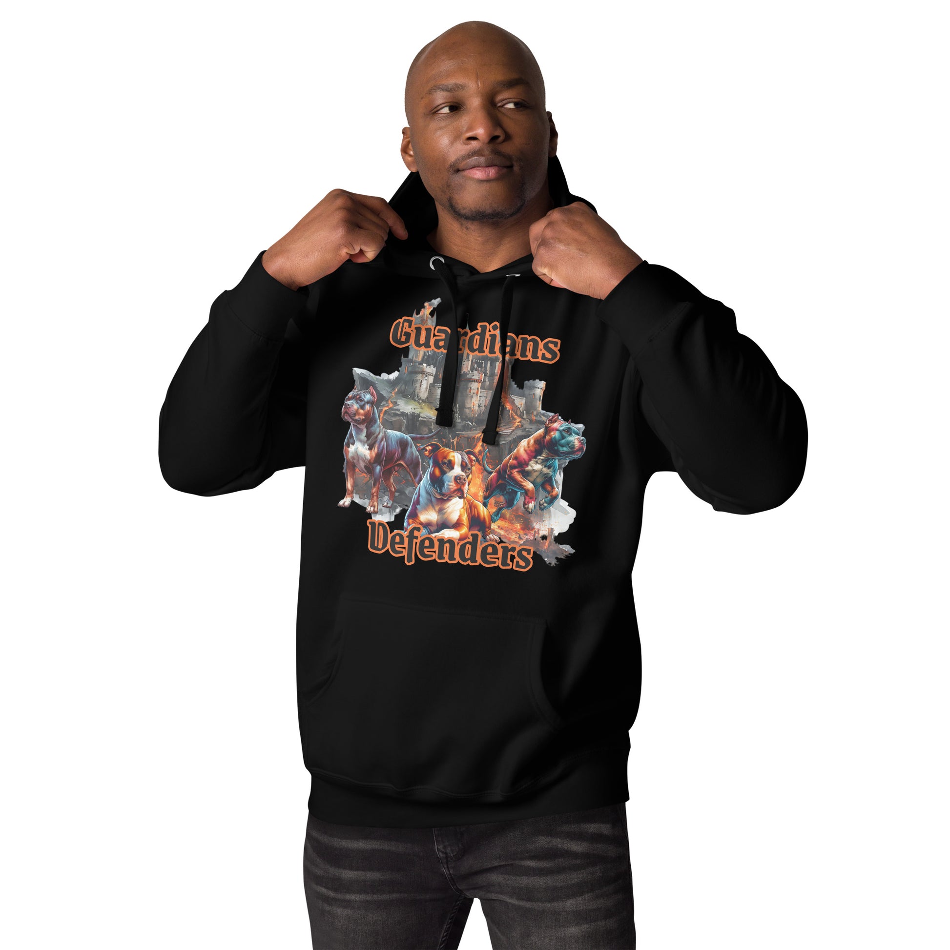 Guardians and Defenders Pit Bull Hoodie by Awake Republic - Black 100% Cotton Face Cotton/Polyester blend Pullover Hoodie with image