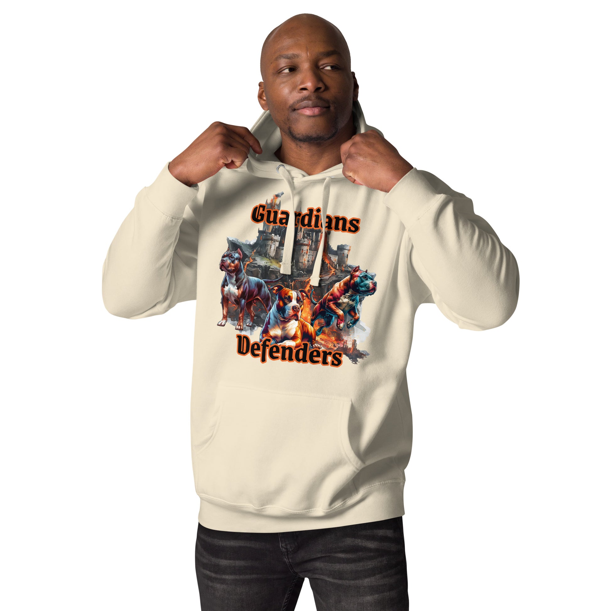 Guardians and Defenders Pit Bull Hoodie by Awake Republic - Bone 100% Cotton Face Cotton/Polyester blend Pullover Hoodie with image