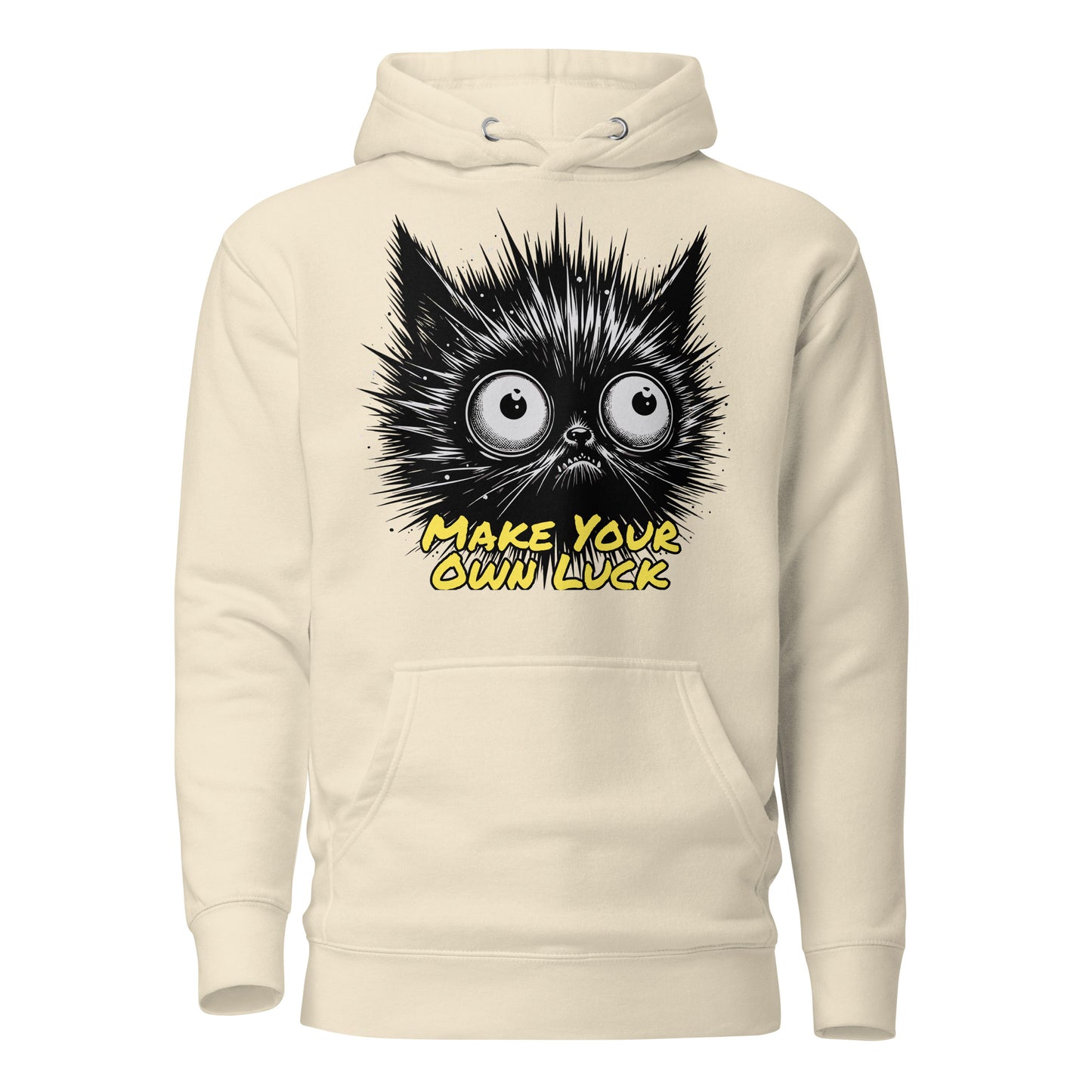 Make Your Own Luck Black Cat Hoodie by Awake Republic - Bone 100% Cotton Face cotton/polyester blend Pullover Hoodie with image