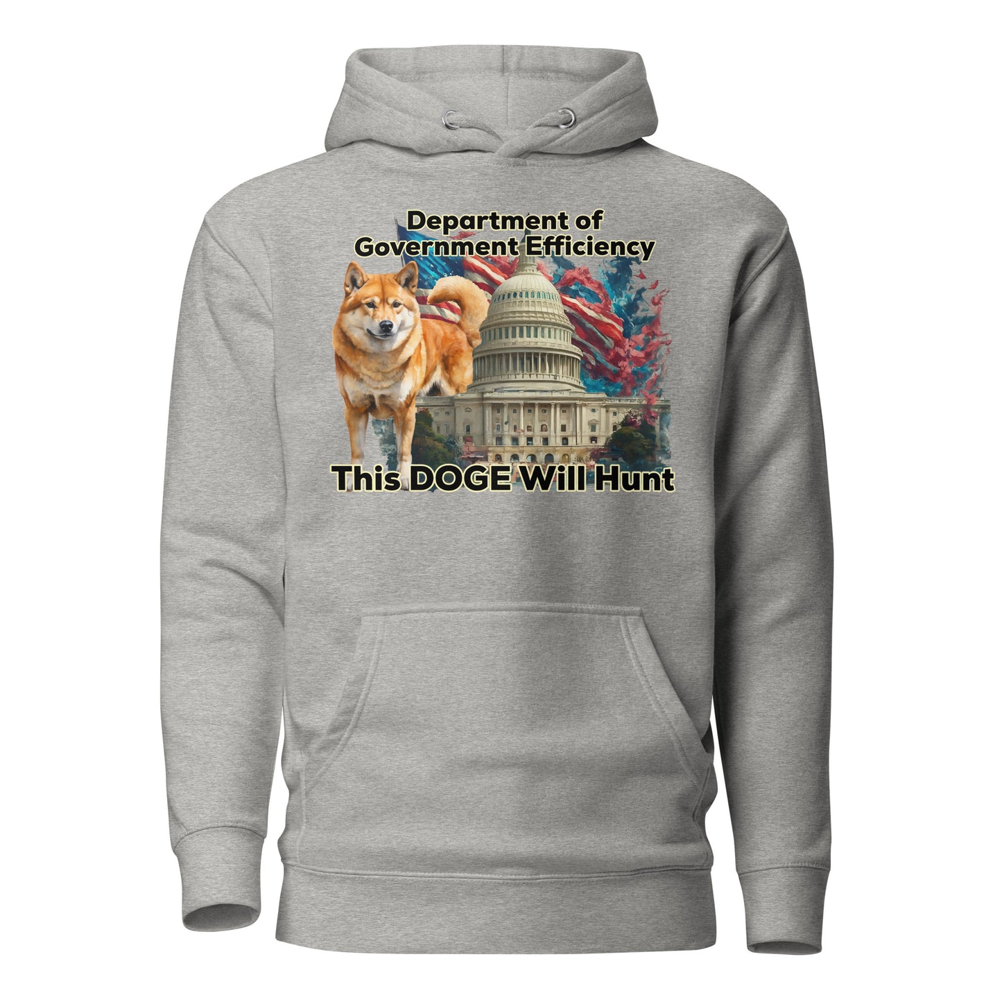 This DOGE Will Hunt Hoodie by Awake Republic - Carbon Grey 100% Cotton Face, cotton/polyester blend graphic pullover hoodie