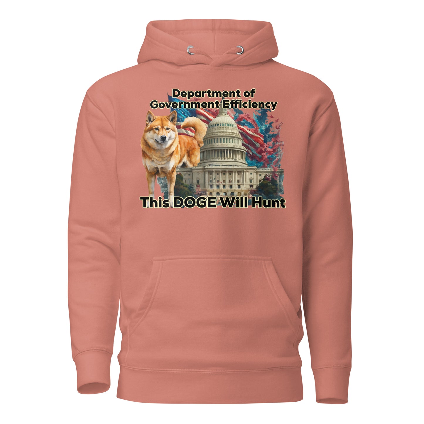 This DOGE Will Hunt Hoodie by Awake Republic - Dusty Rose 100% Cotton Face, cotton/polyester blend graphic pullover hoodie