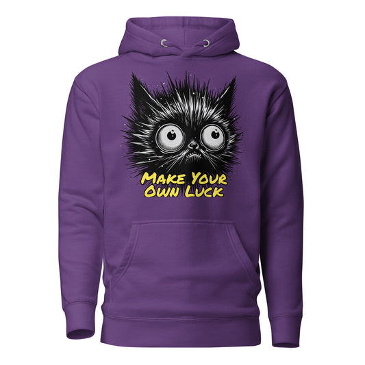 Make Your Own Luck Black Cat Hoodie by Awake Republic - Purple 100% Cotton Face cotton/polyester blend Pullover Hoodie with image