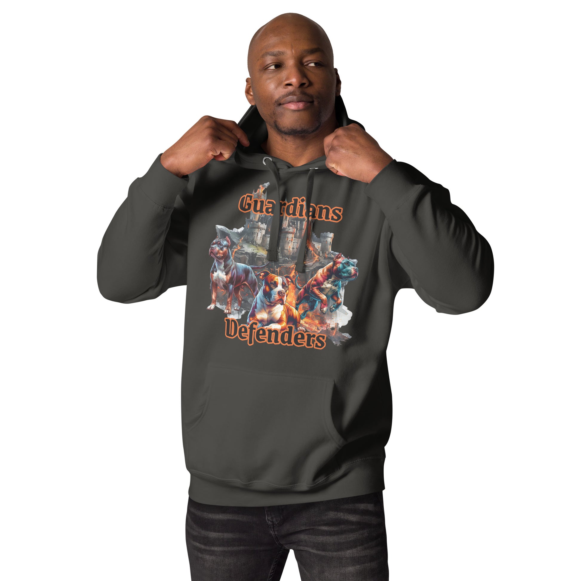 Guardians and Defenders Pit Bull Hoodie by Awake Republic - Vintage Black 100% Cotton Face Cotton/Polyester blend Pullover Hoodie with image