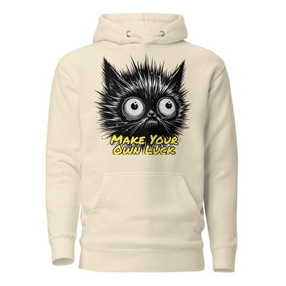 Make Your Own Luck Black Cat Hoodie by Awake Republic - Bone 100% Cotton Face cotton/polyester blend Pullover Hoodie with image
