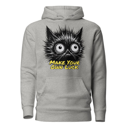 Make Your Own Luck Black Cat Hoodie by Awake Republic - Carbon Grey 100% Cotton Face cotton/polyester blend Pullover Hoodie with image