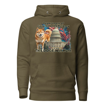 This DOGE Will Hunt Hoodie by Awake Republic - Military Green 100% Cotton Face, cotton/polyester blend graphic pullover hoodie