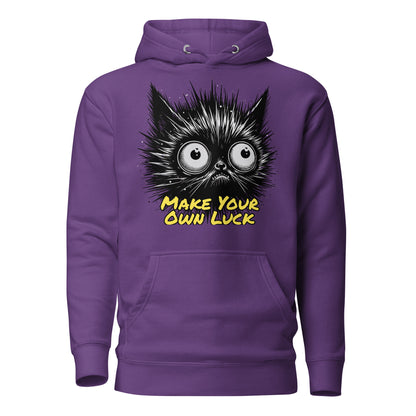 Make Your Own Luck Black Cat Hoodie by Awake Republic - Purple 100% Cotton Face cotton/polyester blend Pullover Hoodie with image